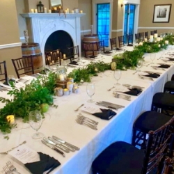 Elegant table setting for a wine dinner.