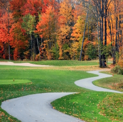 Golf course with fall colors.