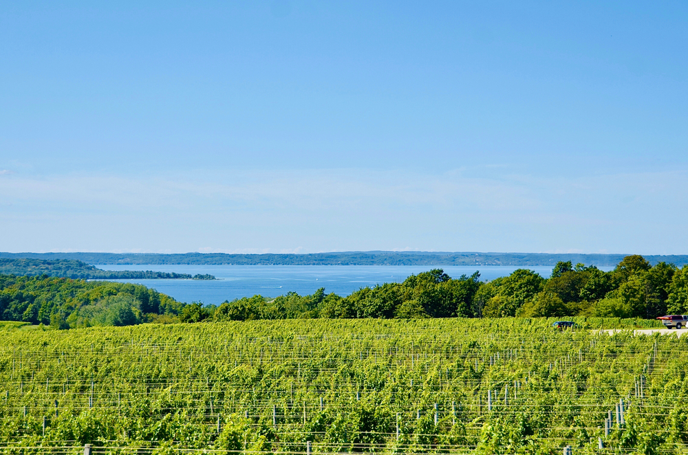 Gorgeous view of Lake Michigan from top Leelanau Peninsula wineries